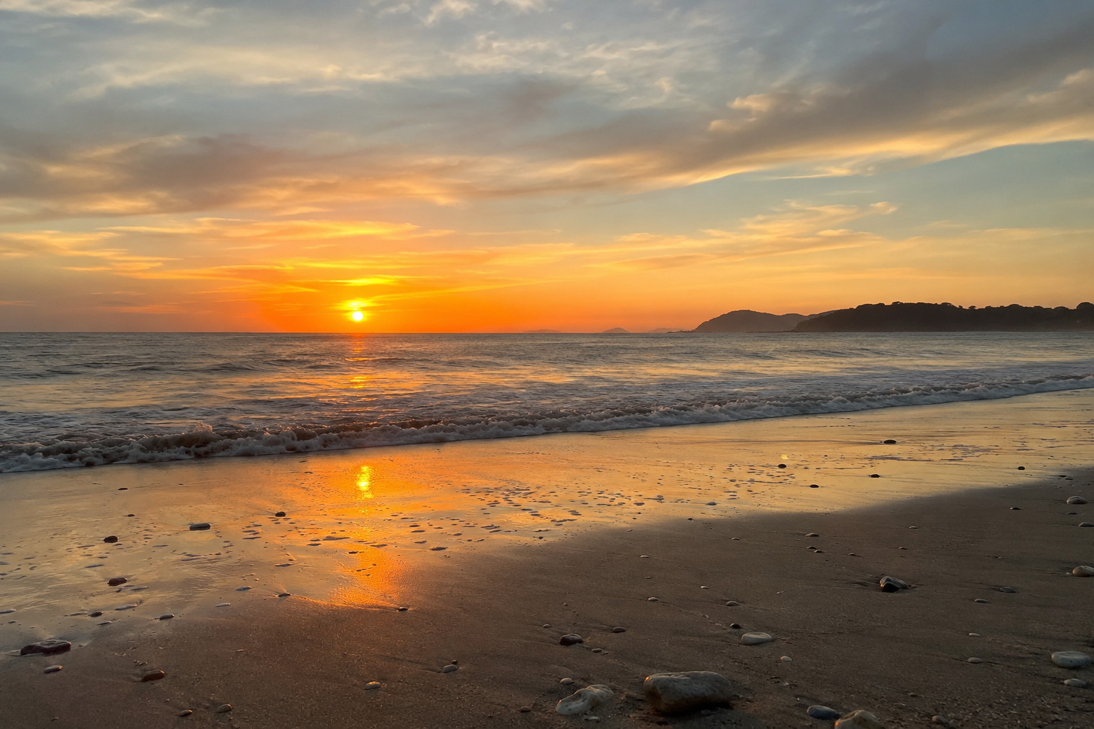 Pretty Tropical Beach Sunset Digital Wallpaper PNG JPEG Download AI