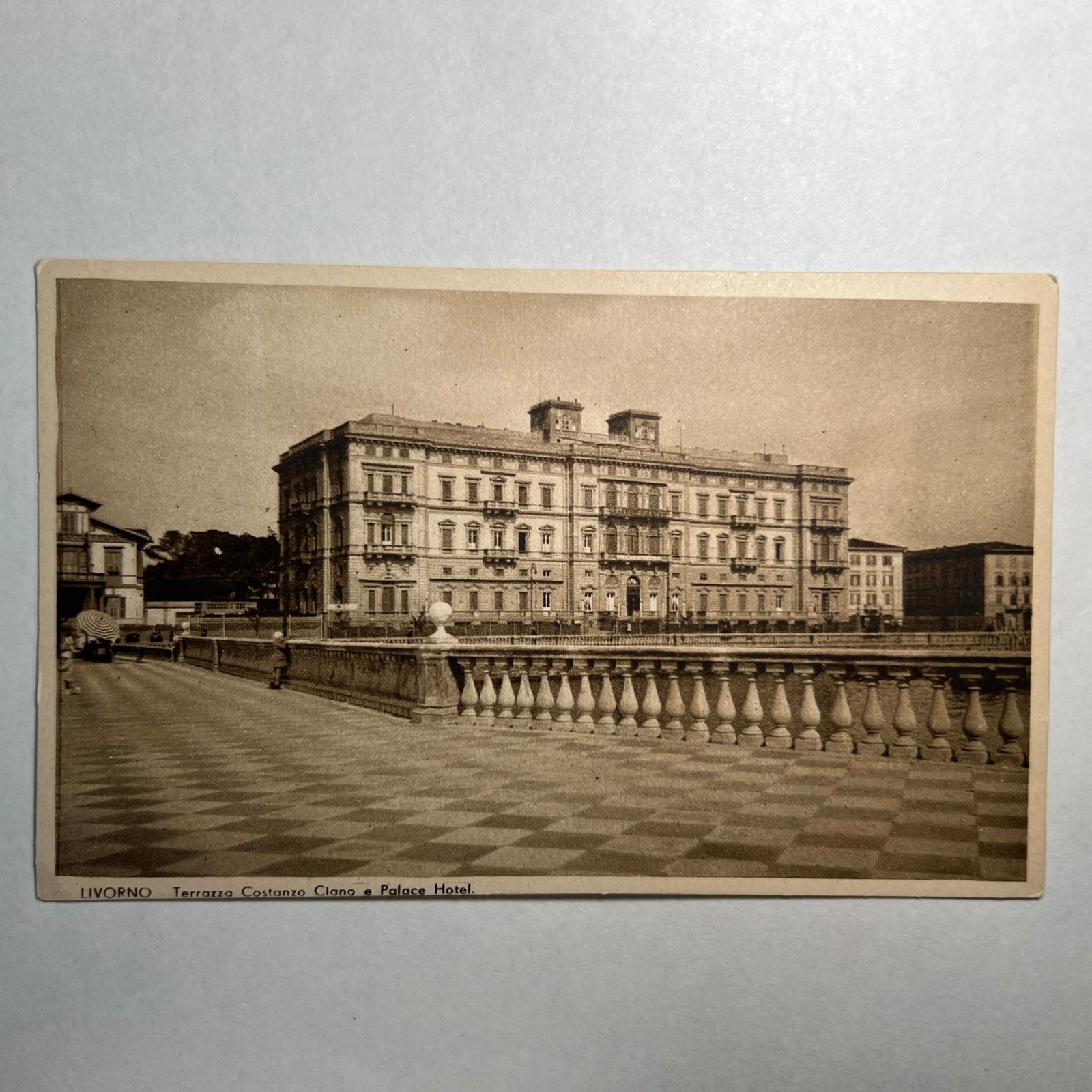 VTG 1930s Postcard Palace Hotel Terrazza Costanzo Ciano Livorno Italy Architect