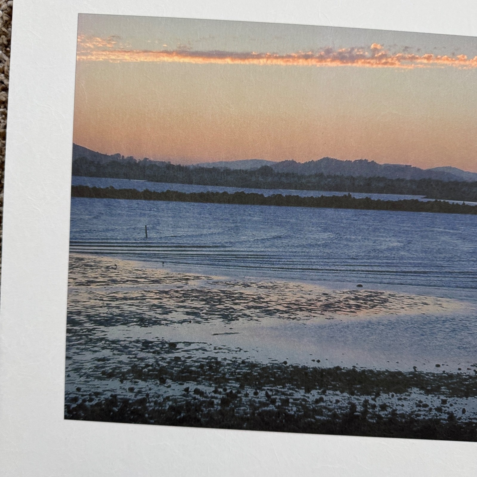 Blue Lake Inlet Water Colorful Sunset Serene Majestic Mountains Poster Art Print
