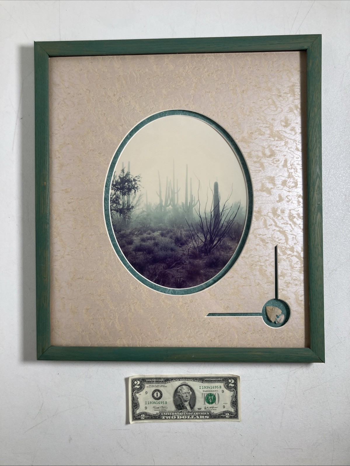 Vintage Original Photography Print Southwestern Saguaro Desert Misty Morning