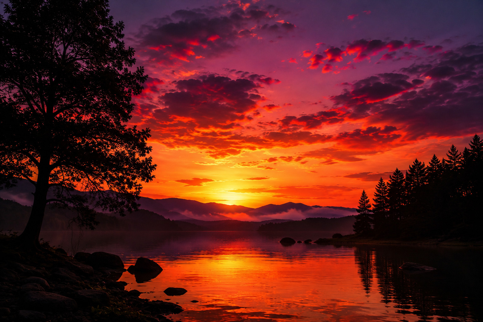Sunset Landscape Digital Wallpaper HD AI Art Background Desktop Phone Download