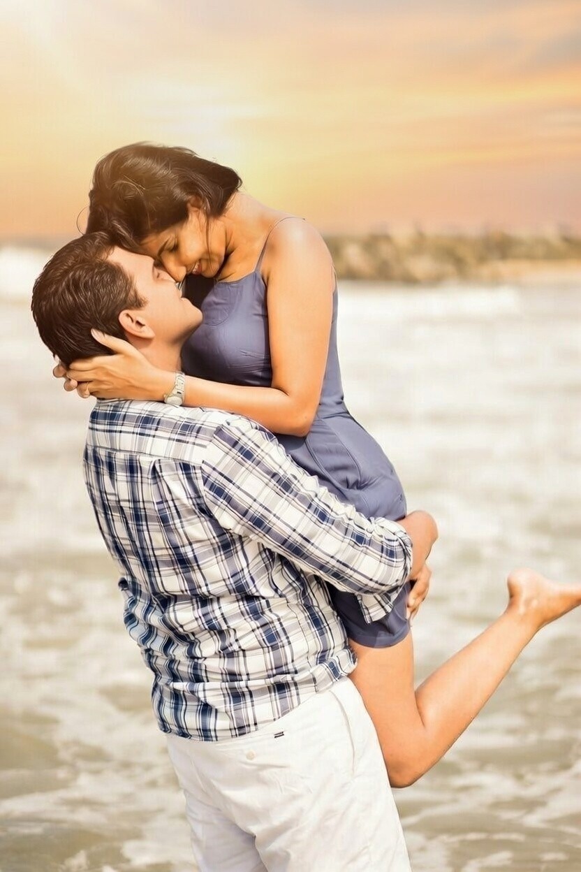 Couple Love Beach Art Digital Download | Romantic Sunset Image