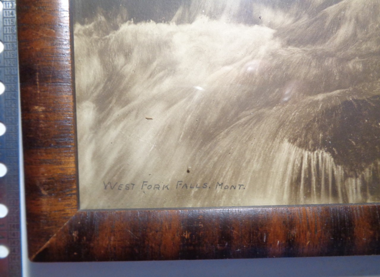 Framed Antique Orig Albert Schlechten Photograph West Fork Falls Bozeman Montana