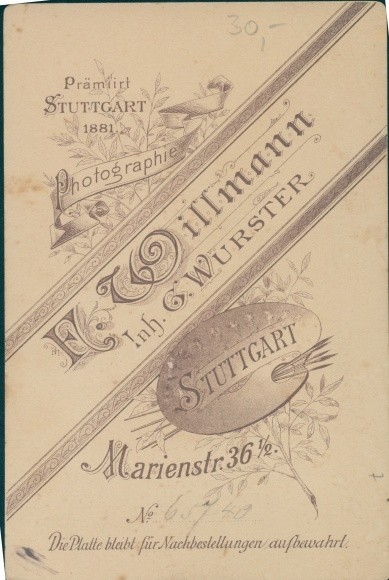 Cabinet photo F. Willmann, Stuttgart, male portrait, owner G. Wurster – 10475701