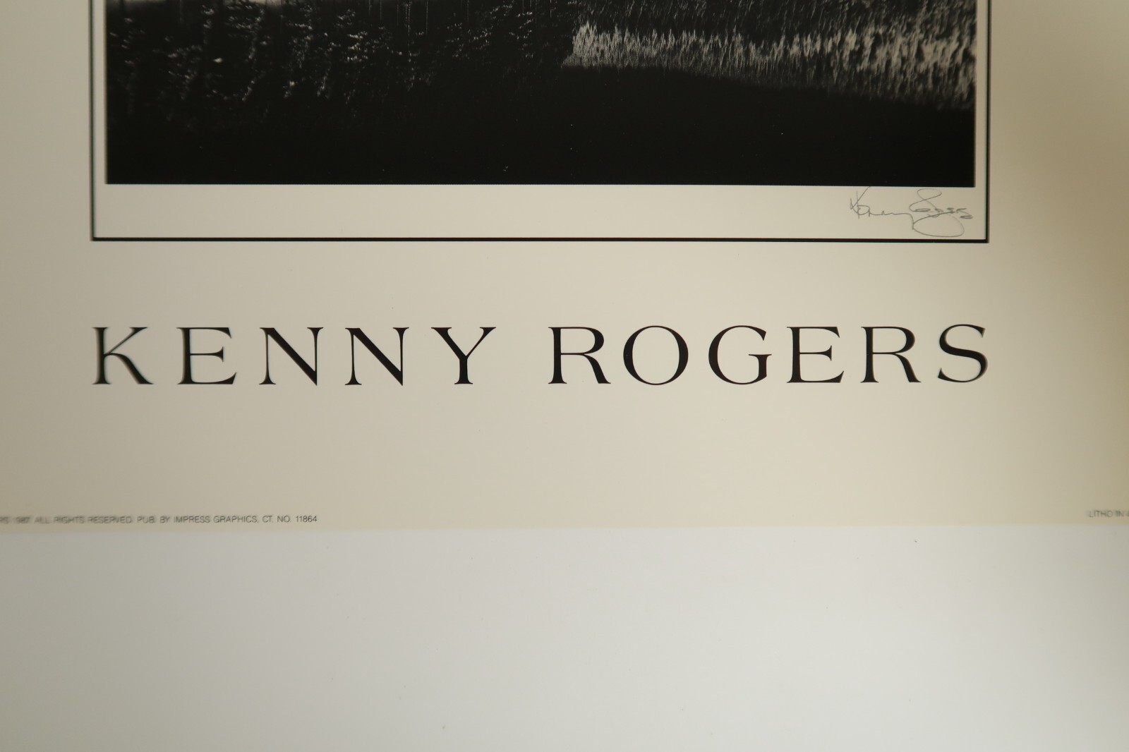 Kenny Rogers 8″ x 10″ Landscape Photo Black & White 1987 Litho Forest & Lake