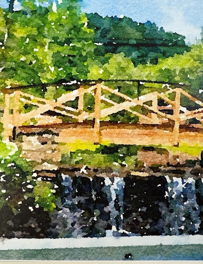 Wooden Bridge Digital Watercolor Original Photograph 8 X 10 Mat 11 X 14 – Signed