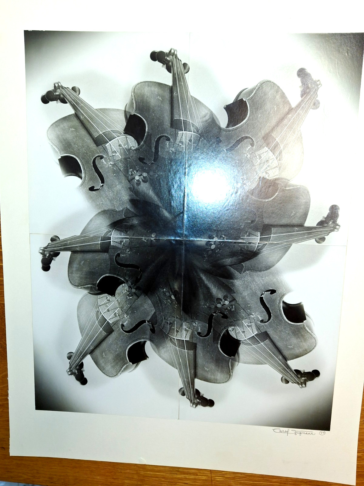 Vintage 1979 Fine Art Photo, Silver Gelatin Print 20×16″, Signed, COA, Violin