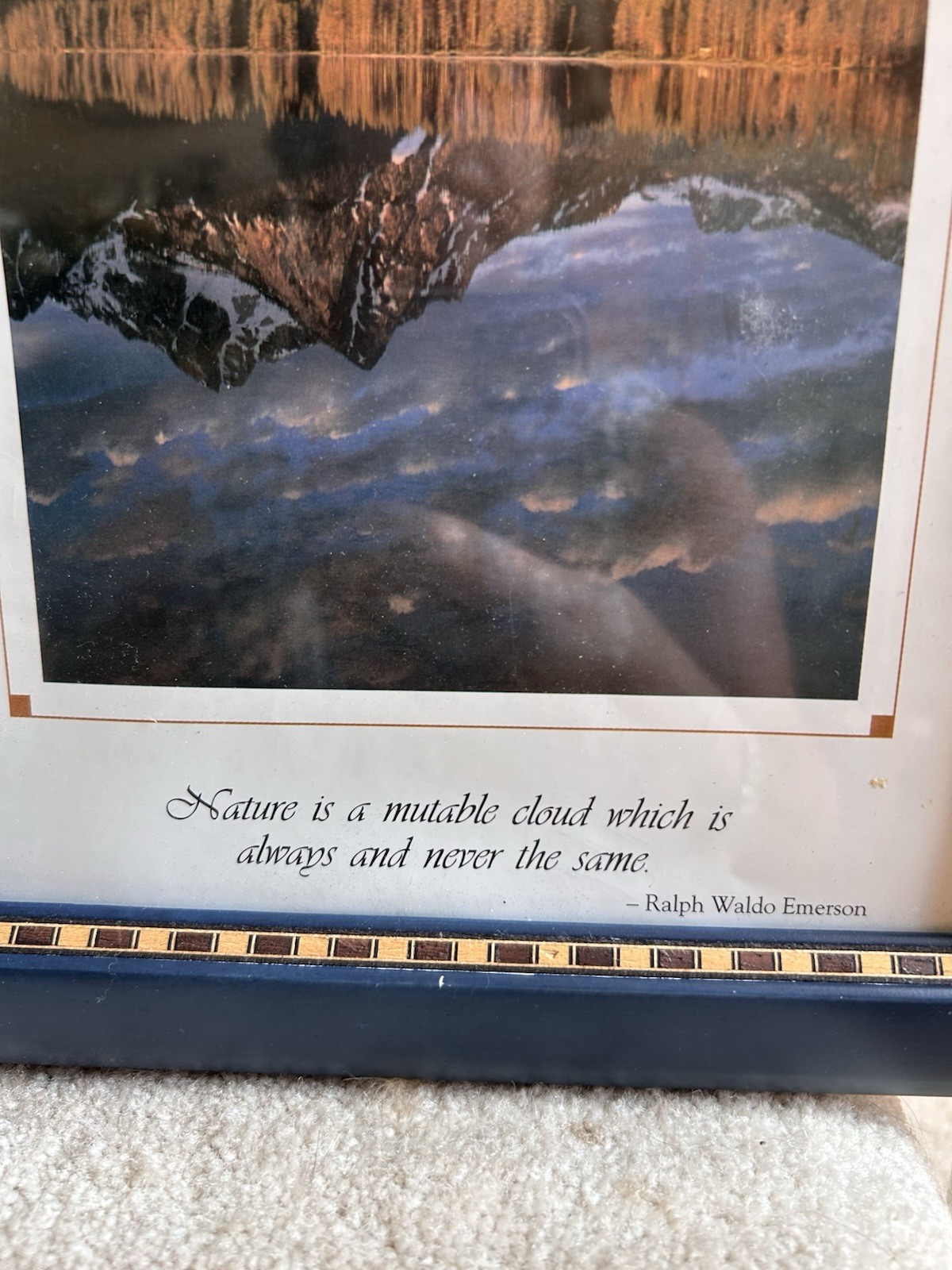 Blue Framed 8 X10 Photo Of Stanley Lake Sawtooth Mountains Idaho Emerson Quote