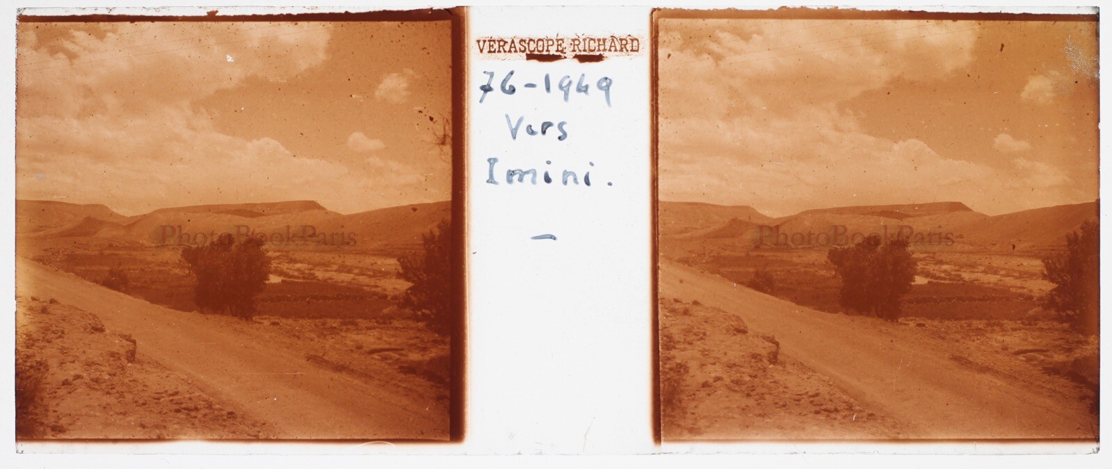 MAROC Verse Imini Photo Stereo Glass Plate Vintage 1949