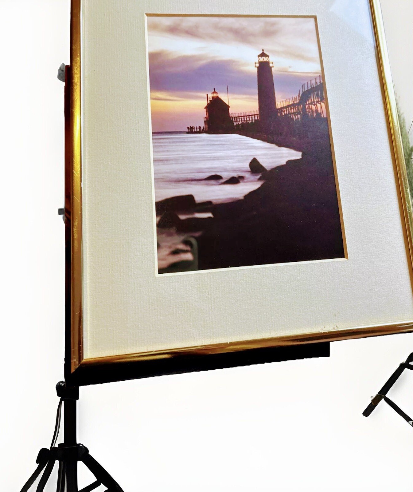 Grand Haven Lake Michigan Sunset Framed Photography Print 5×7″ In 8×12″ Frame