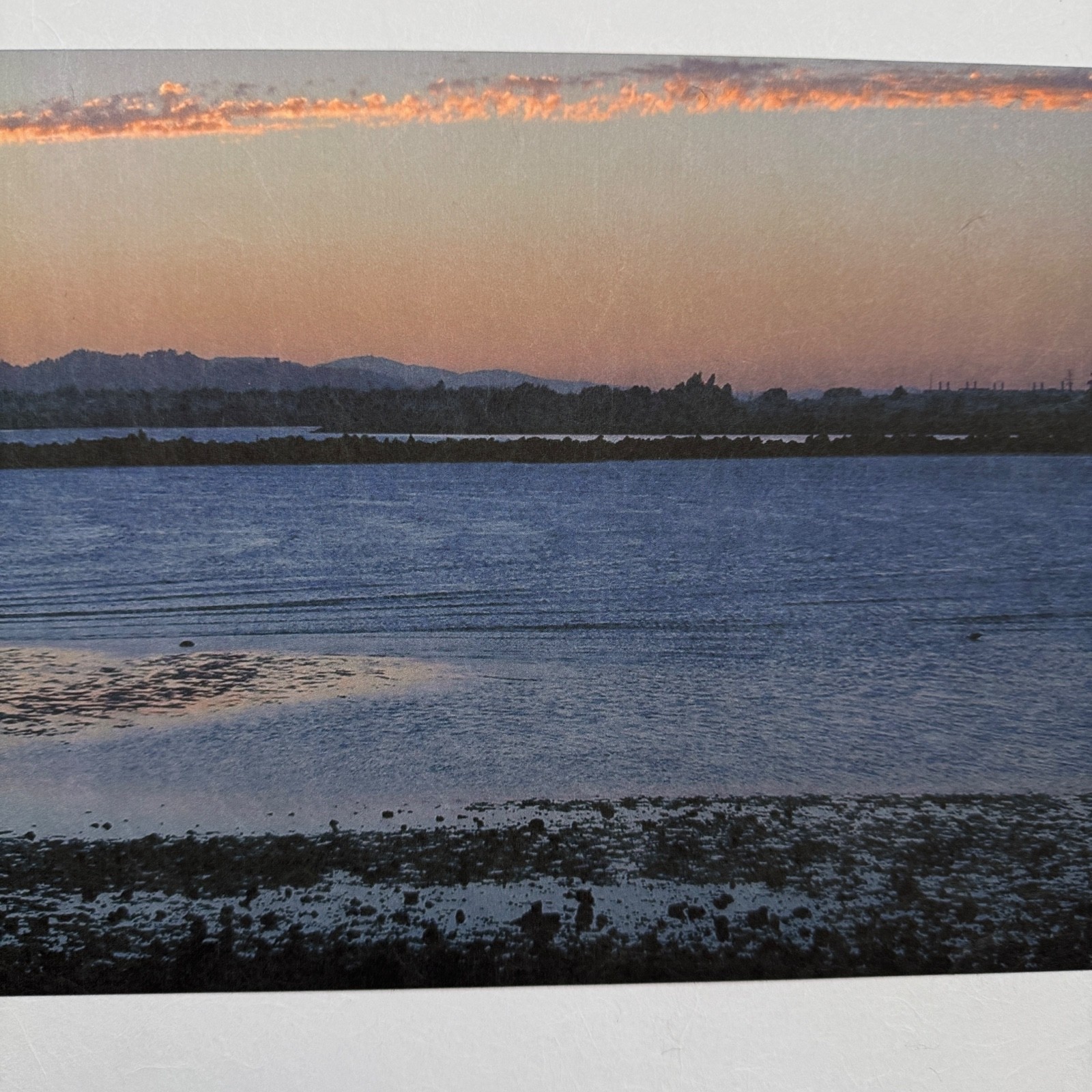 Blue Lake Inlet Water Colorful Sunset Serene Majestic Mountains Poster Art Print