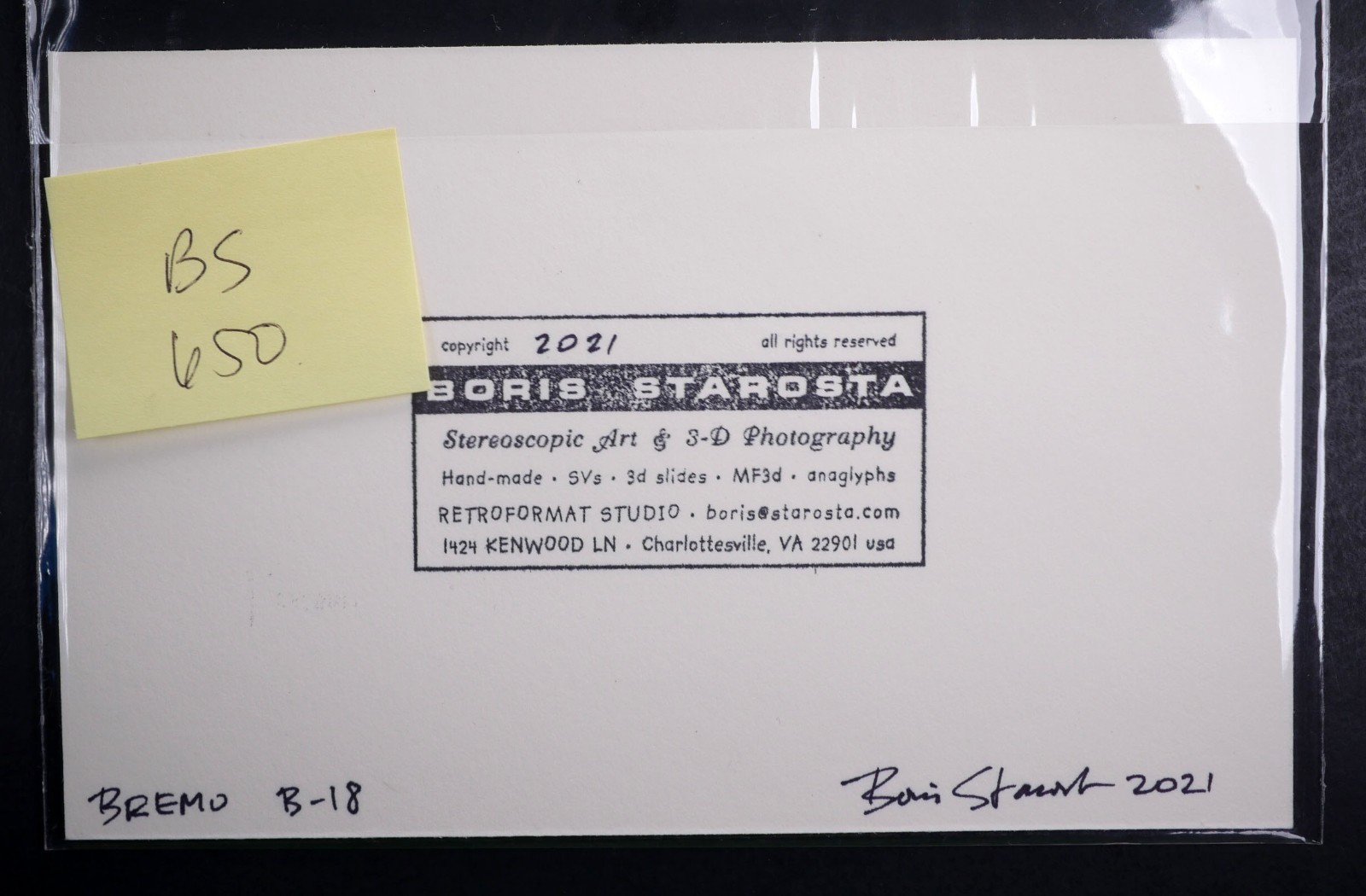 Boris Starosta 3D Stereoview – CREATIVE Bremo B-18 Signed 2021