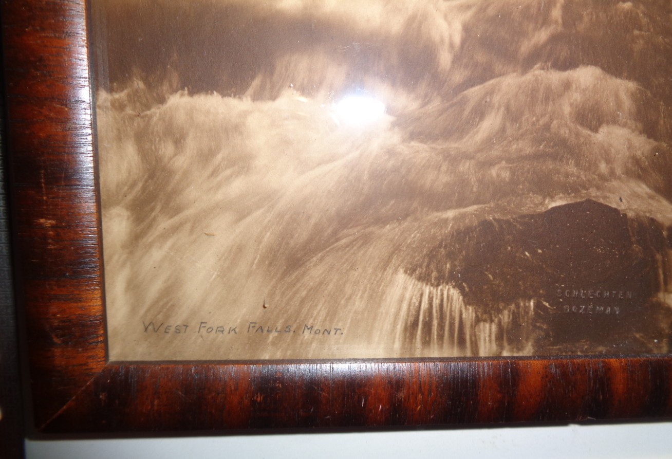 Framed Antique Orig Albert Schlechten Photograph West Fork Falls Bozeman Montana