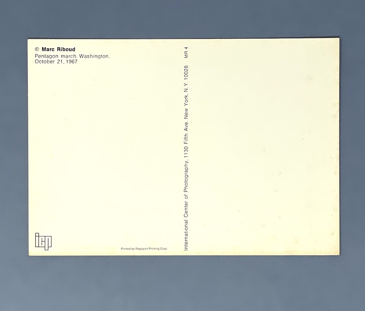 Marc Riboud (1923-2016) ICP Photo Print Card 4×6” Pentagon March Protest 1967