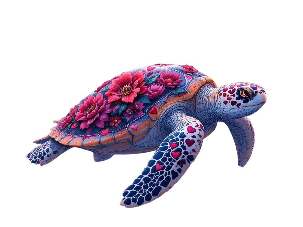 Valentine’s Day Sea Turtle Transparent Digital Image Printable Download PNG File