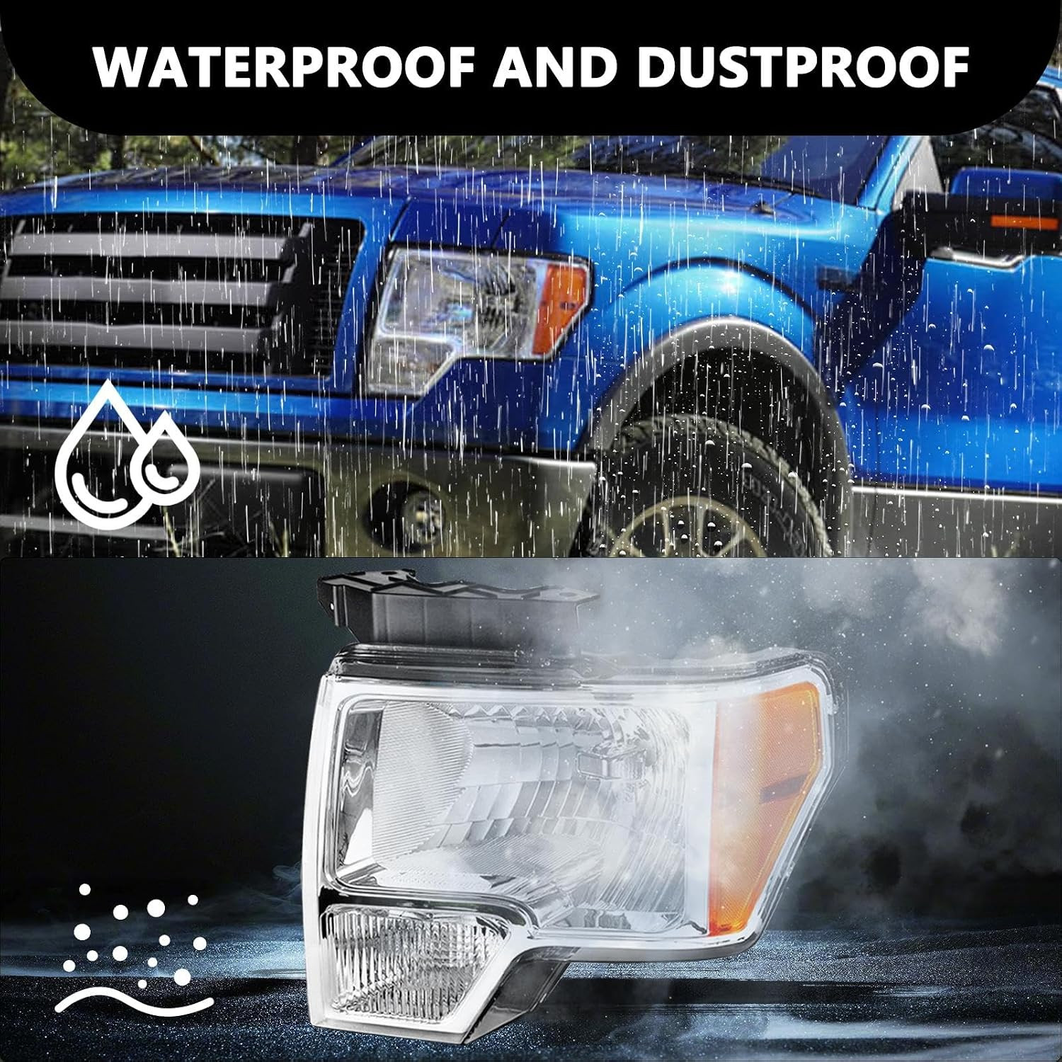 Halogen Headlights Assembly for 2009-14 Ford F150 | Adventure-Ready Weather Seal