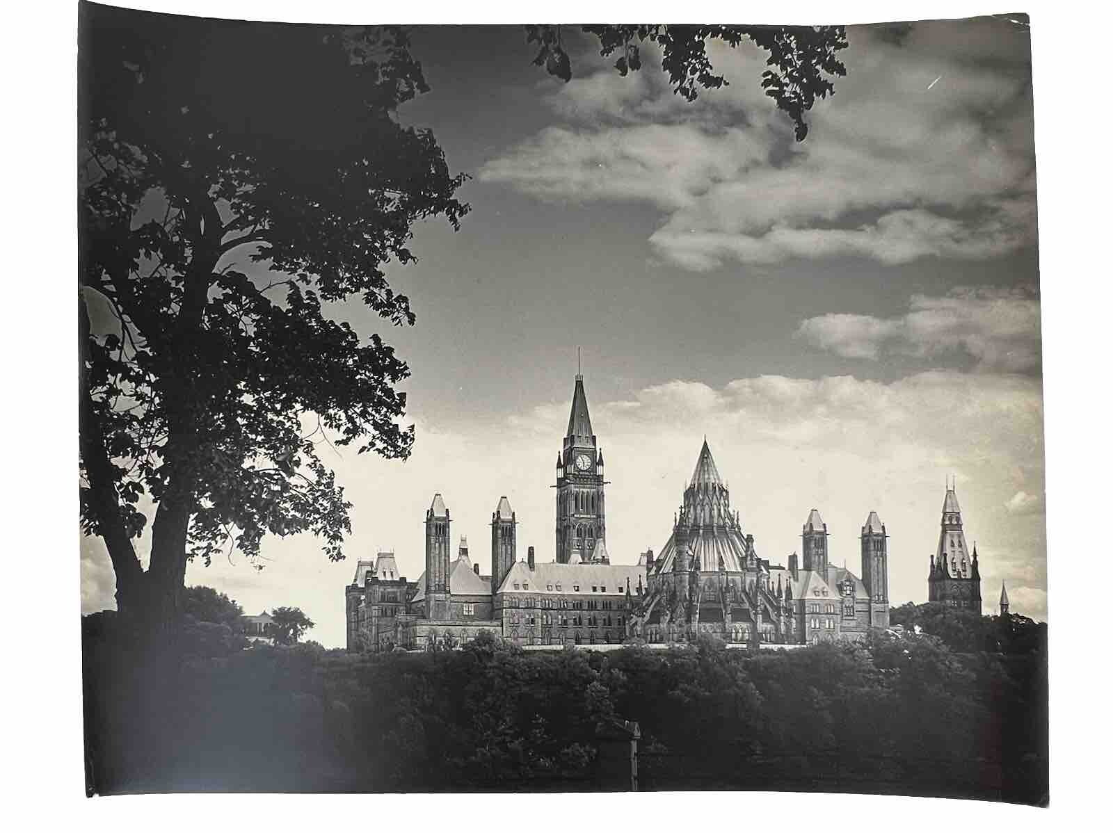 Vintage Large Black & White Photograph Photography Print Parliament Hill Ottawa