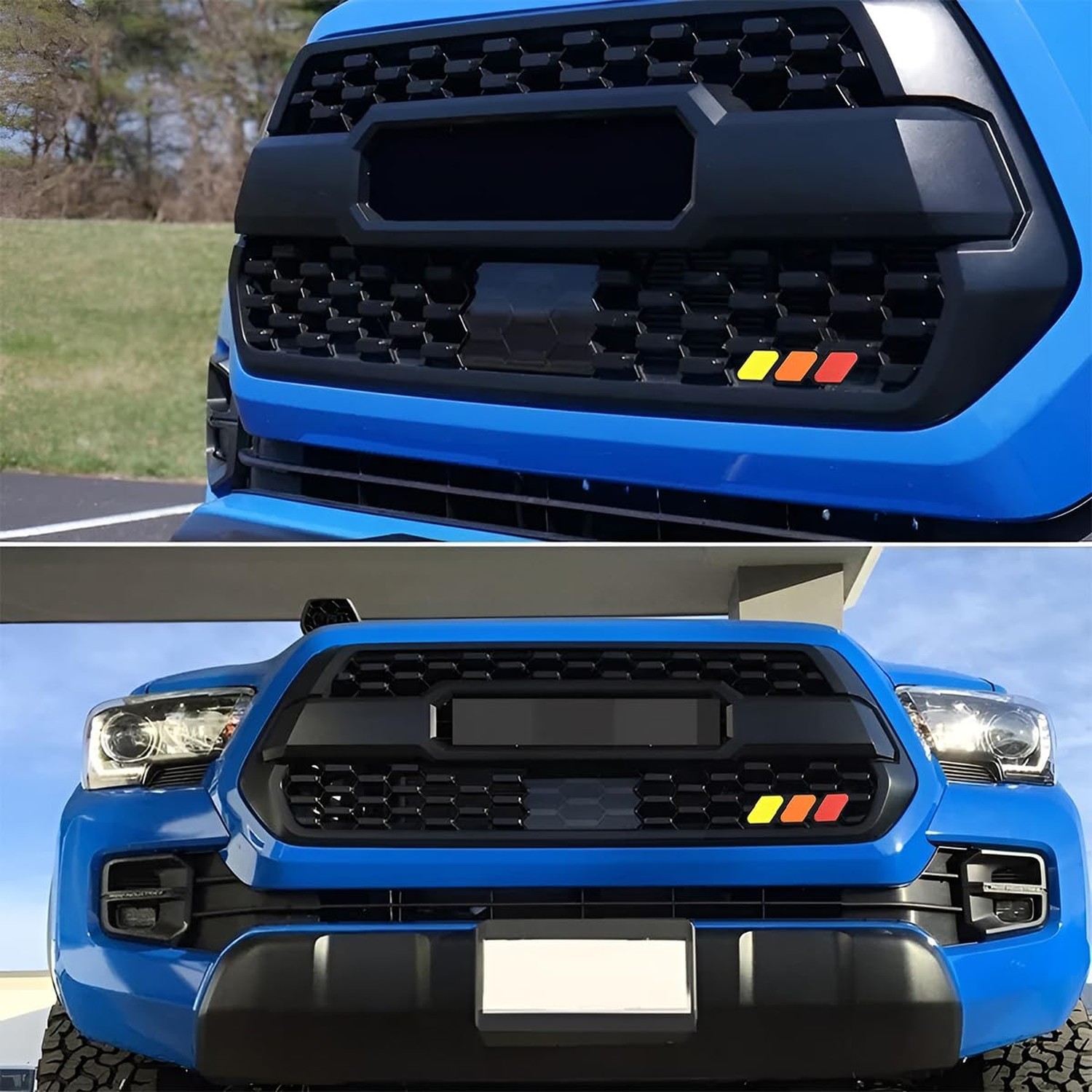 Car Grille Decor Badge, Tri-Color Creative Vehicle Front Grille Insert Trims,…