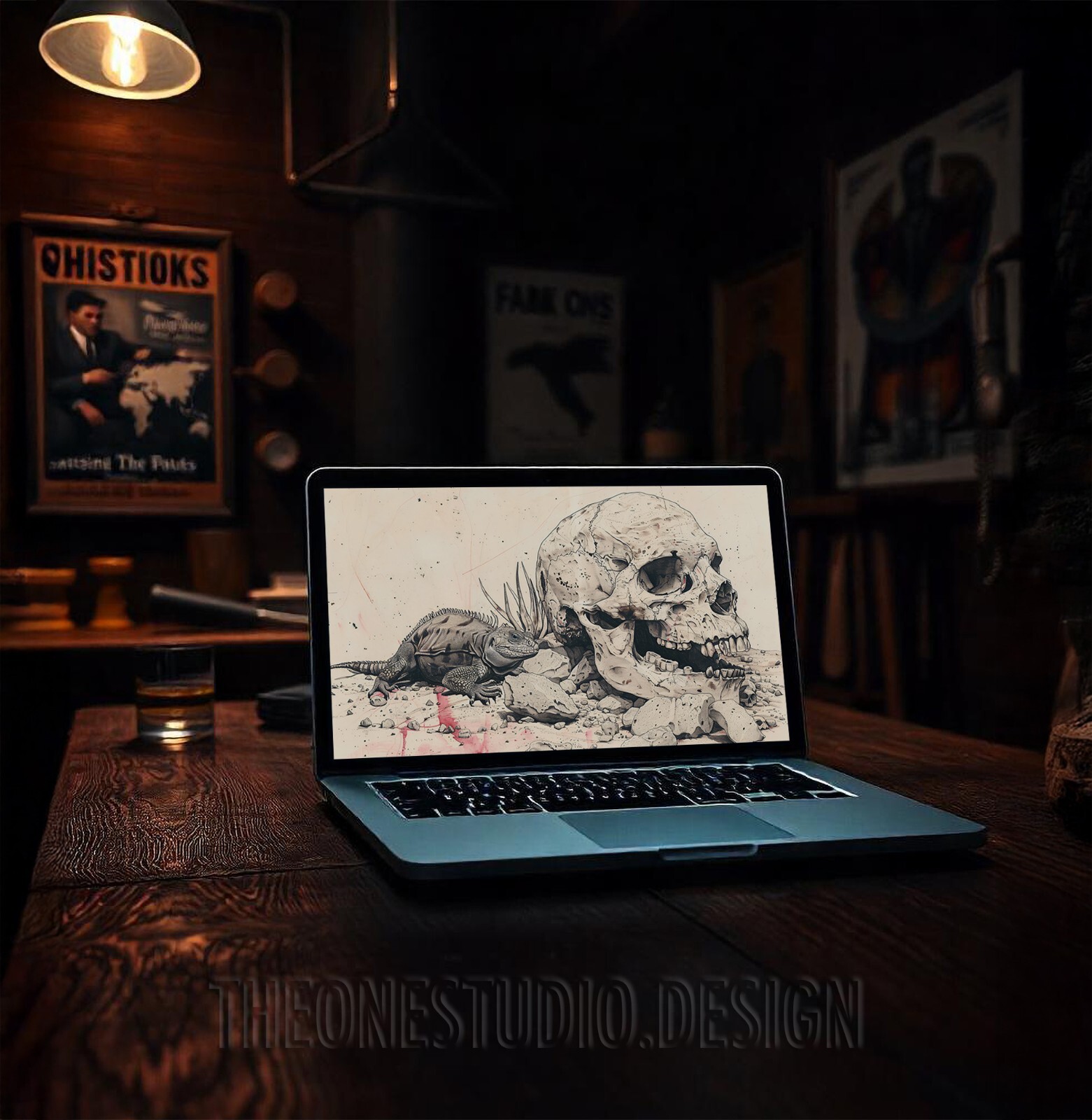 Digital Pic Desktop Wallpaper Background Skull Lizard Image Pencil Drawing Photo