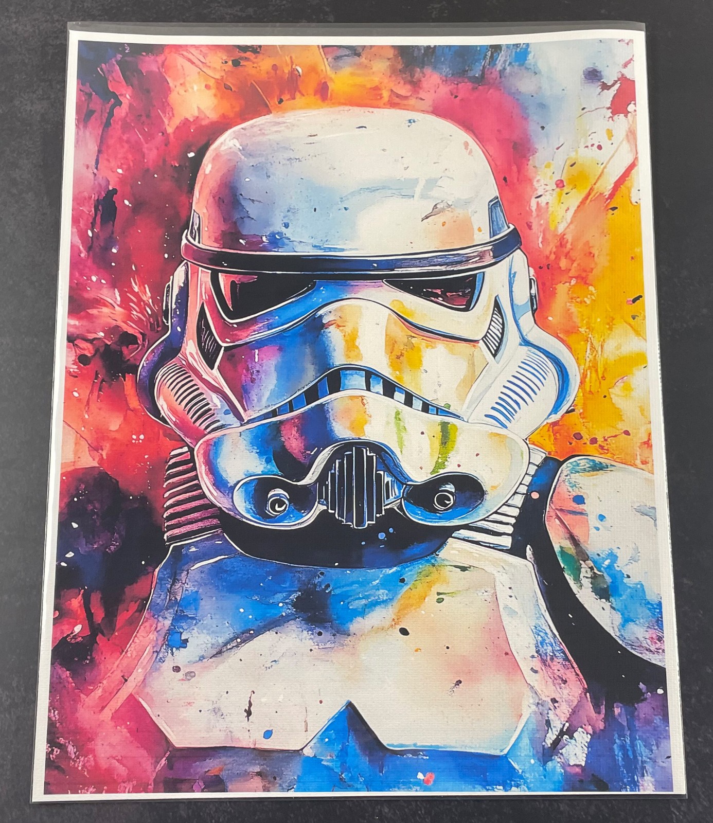 Watercolor Inspired Star Wars Collectible 8.5×11 Canvas Fan Art – Storm Trooper
