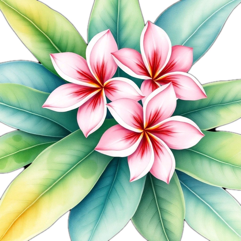 Plumeria In Watercolor Transparent Digital Image Printable Download .PNG File
