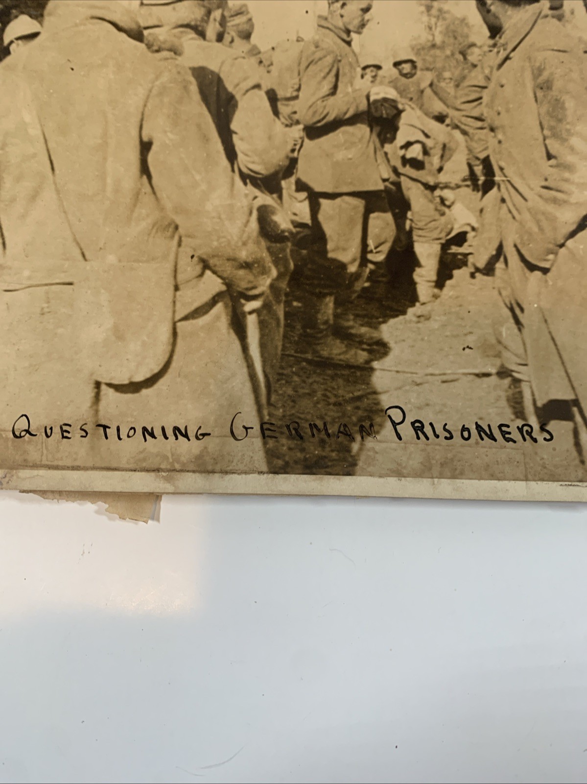 WWII Real 8.5” X 6.5” Photo American Troops “Questioning German Prisoners”