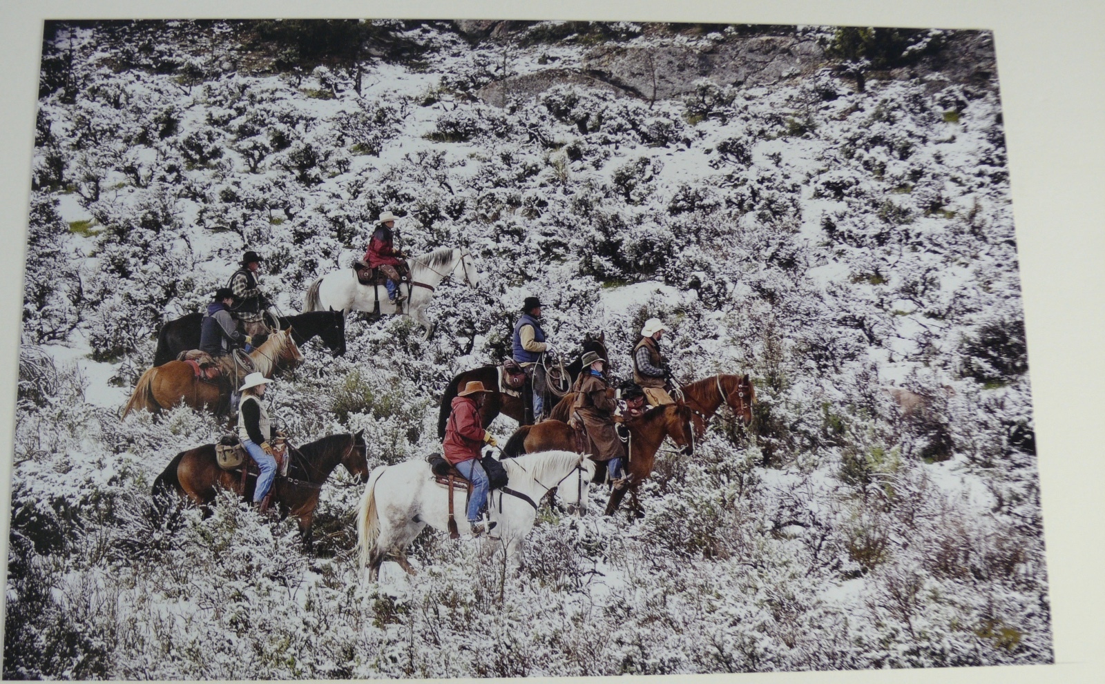 JUDY DEIST PHOTOGRAPH RIDERS IN SNOWY SAGE OPEN EDITION