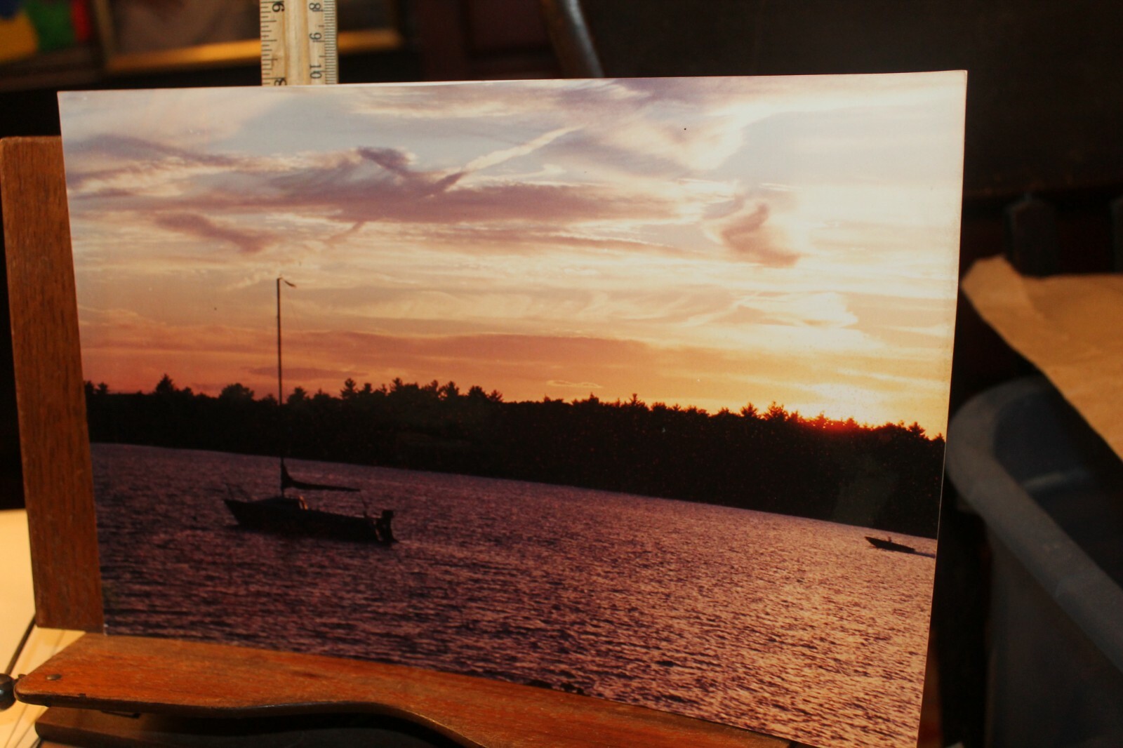 Vintage 8×12 Photo W. Beebe East Tennessee Sailboat Sunset