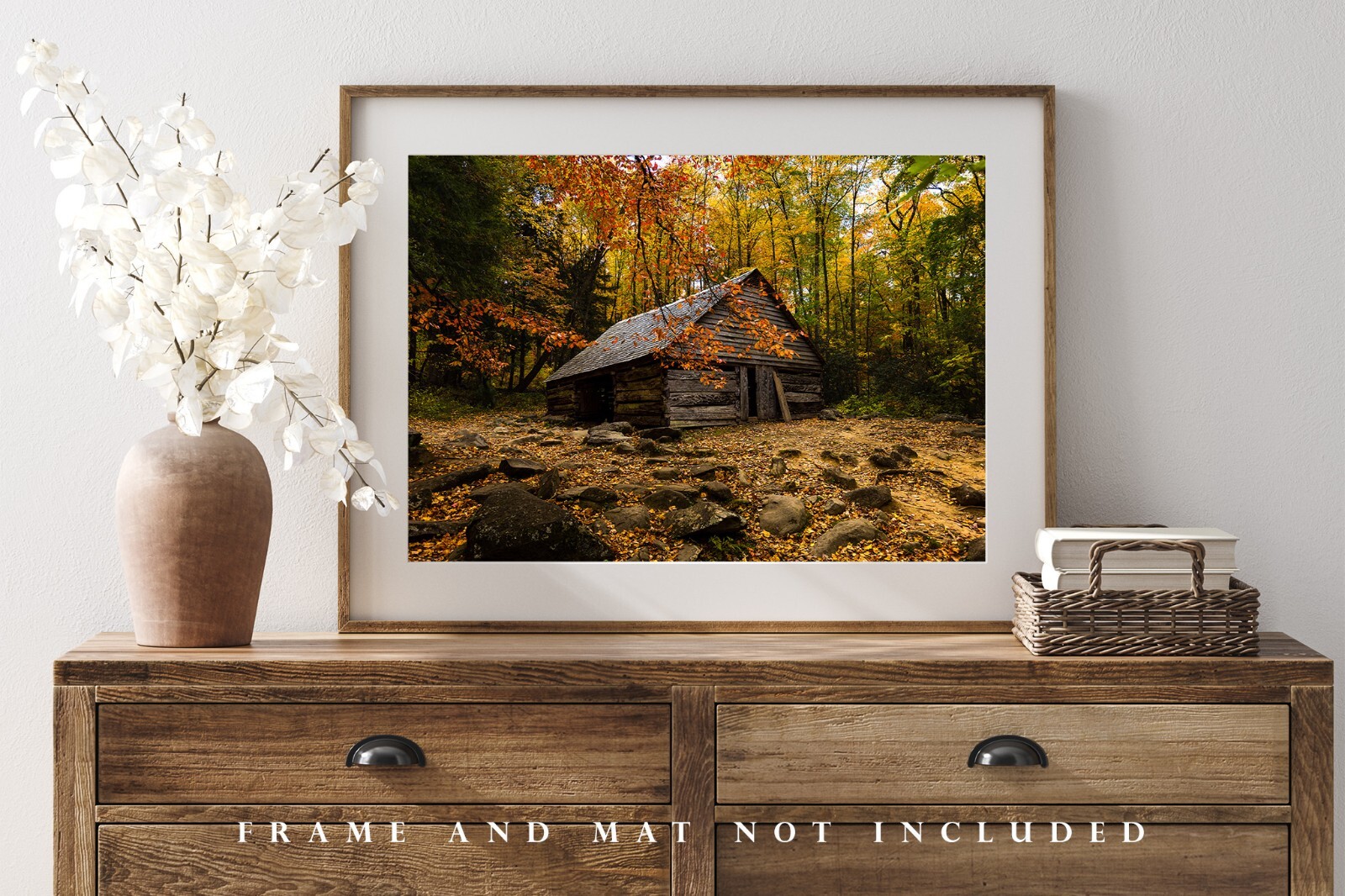 Old Barn Surrounded by Fall Foliage in Great Smoky Mountains Tennessee Print