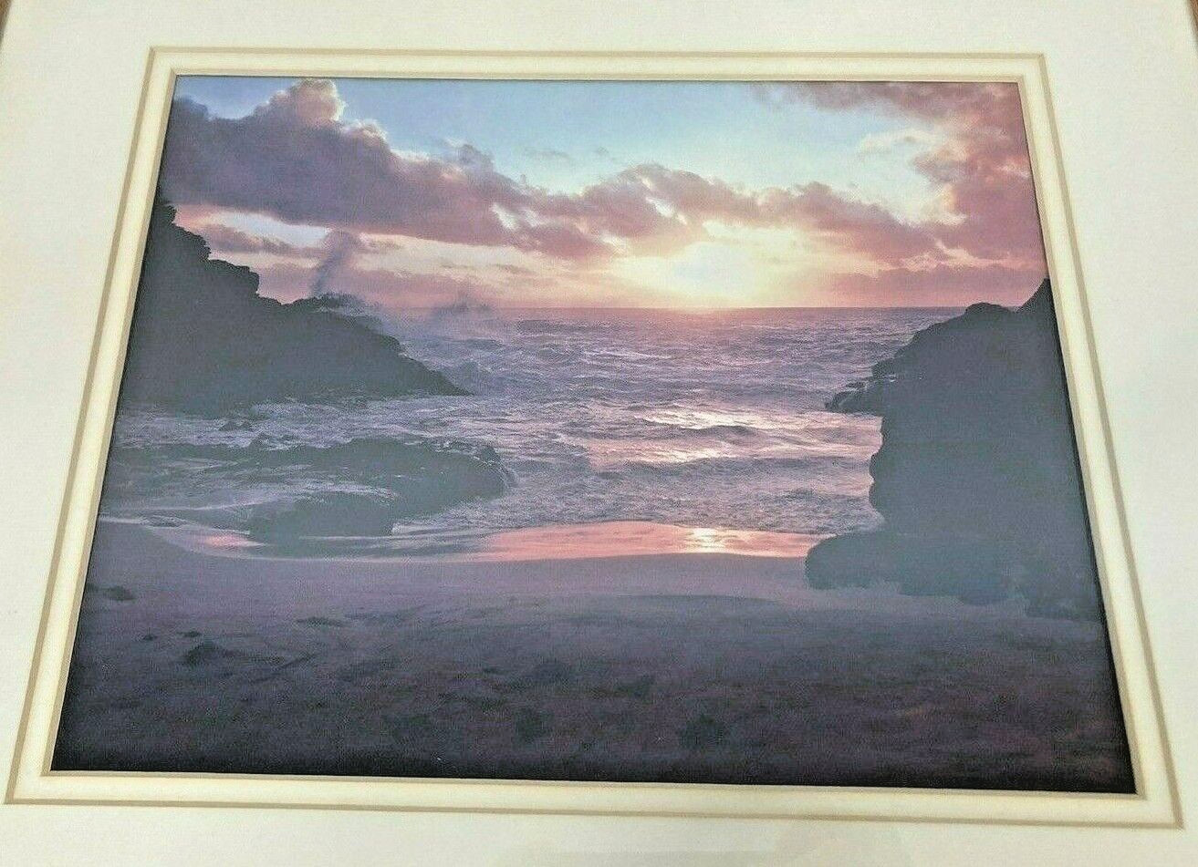 Ocean Sunset Photograph Framed and Double Matted 16″ x 13″ Beautiful ~ BRAND NEW