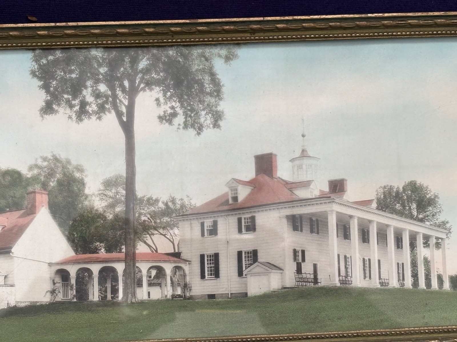 RARE HAND COLORED PHOTOGRAPH MT VERNON ROYAL CARLOCK GEORGE WASHINGTON FRAMED