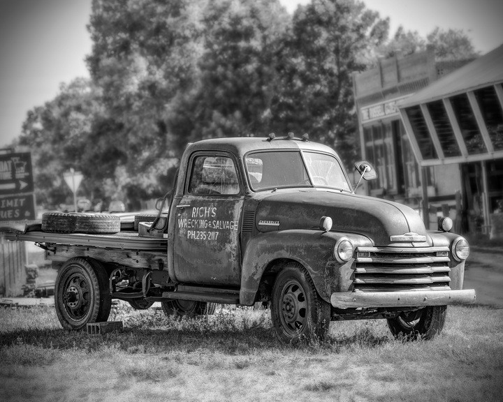 Fine Art Photography, Rich’s Wrecking Service, Colorado, 8×10, Black & White