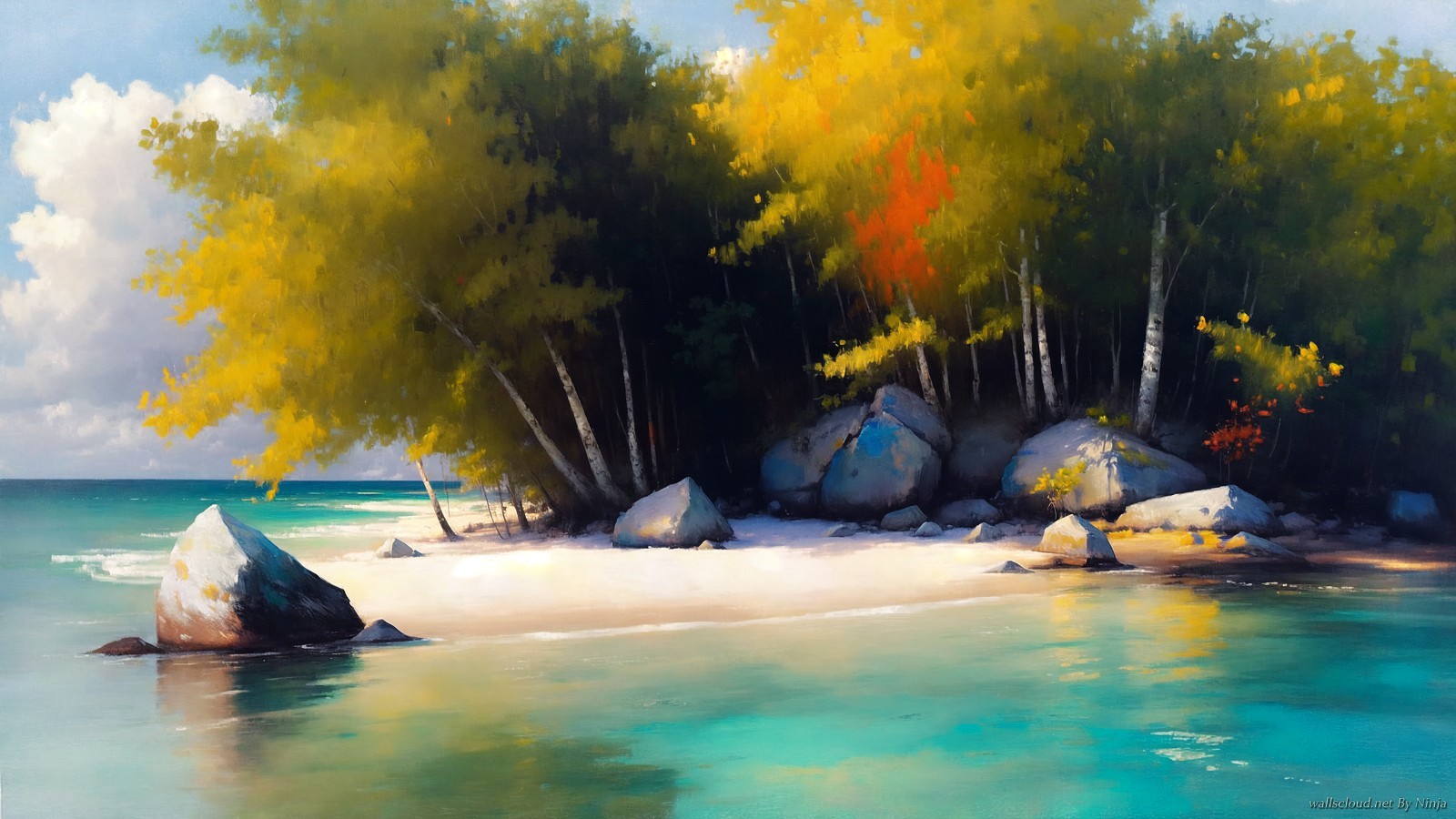 Stunning digital wallpaper Islands (2560×1440) watercolor.