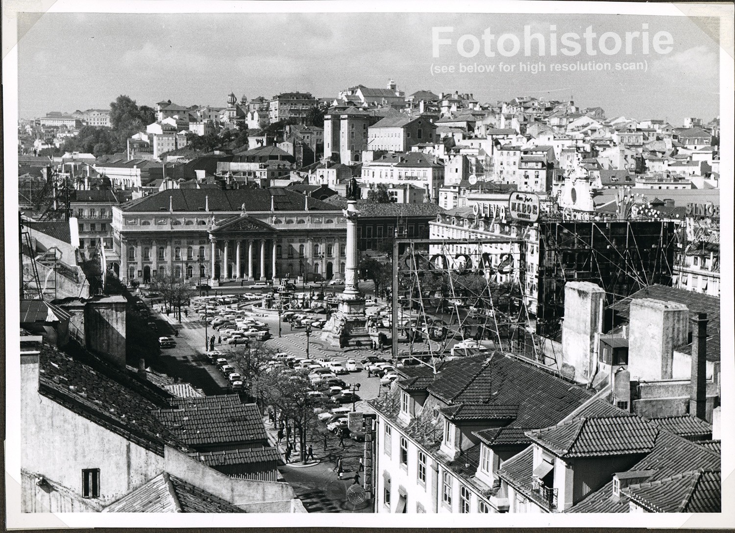 Photo Lisbon Monument Cars Portugal 1950s City Traffic
