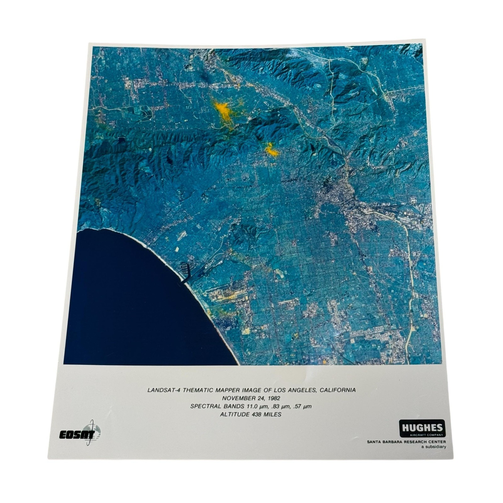 Vintage 1982 Landsat-4 Los Angeles Satellite Photograph EOSAT Hughes 16×20 Color