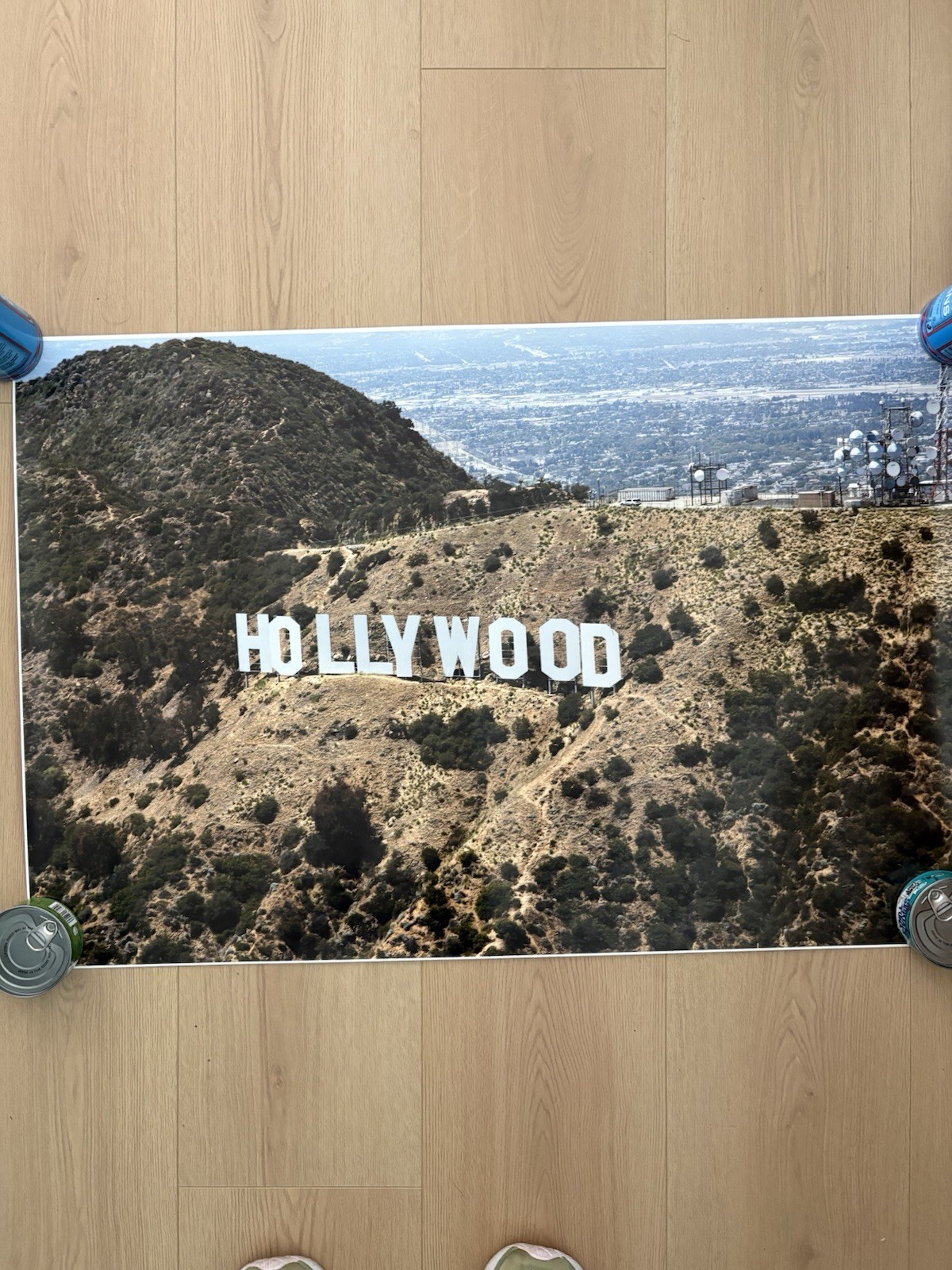 Vintage Large Photograph Hollywood Sign And Burbank 36×24