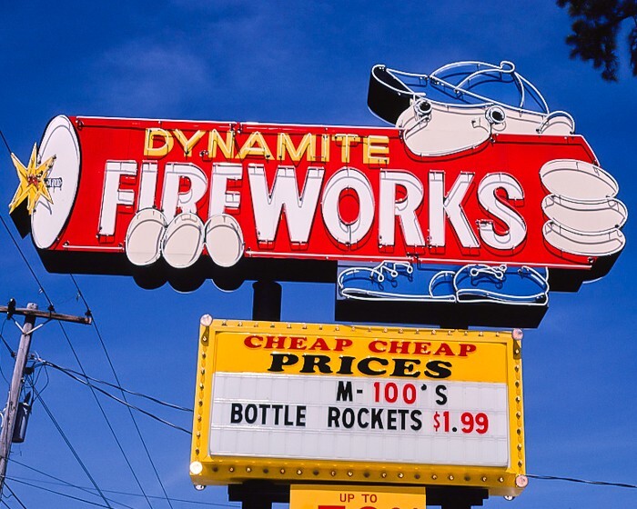 8×10 Vintage Photo of Dynamite Fireworks sign, Route 17, Myrtle Beach, SC.