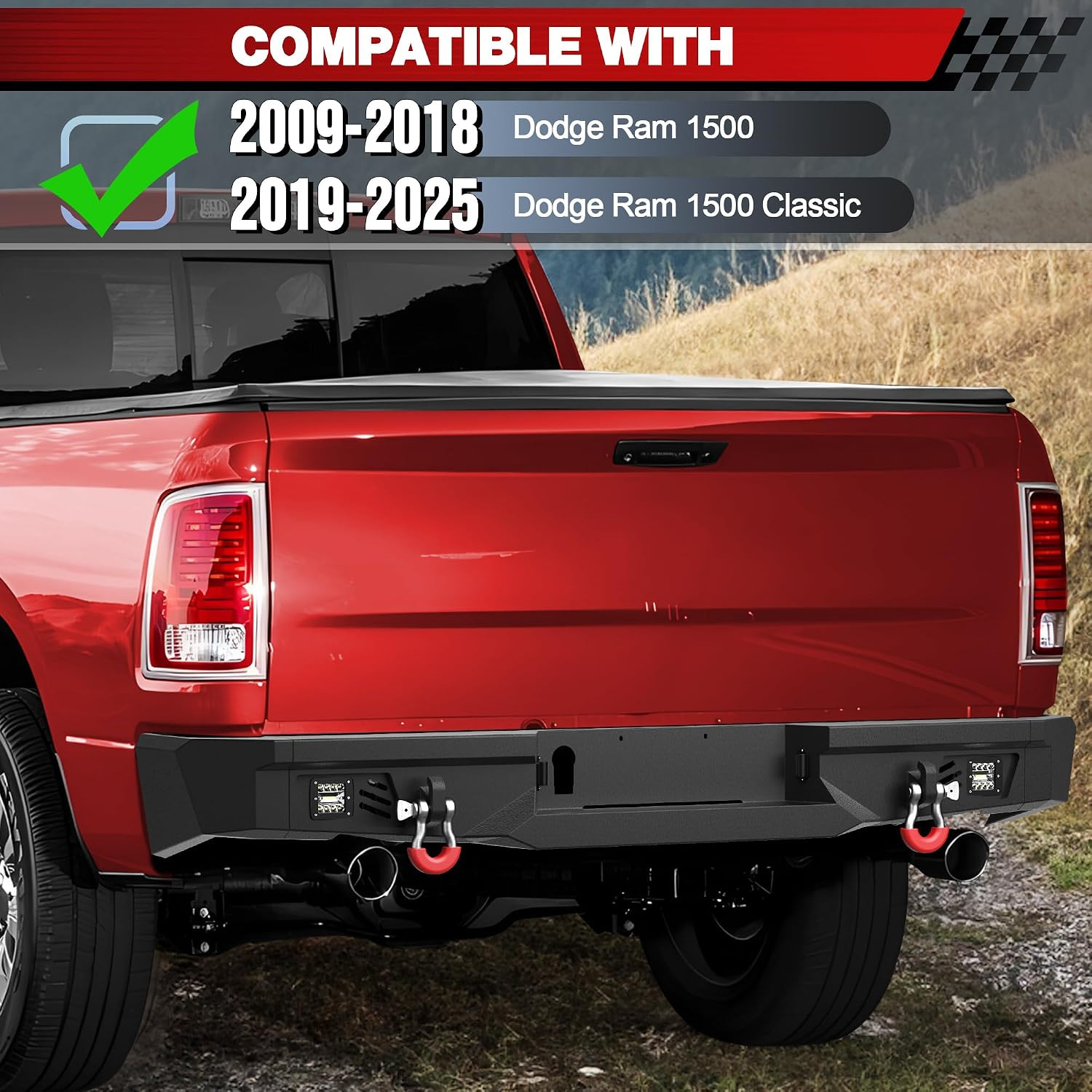 Rear Bumper for 2009-2018 Ram 1500 & 2019-2025 Ram 1500 Classic | Steel Bumper W