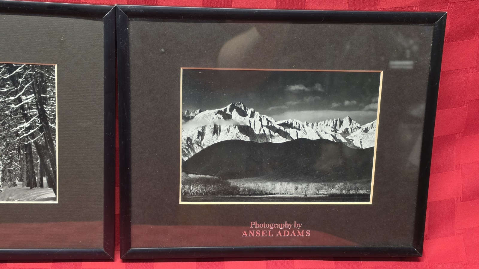 Set of 2 Ansel Adams Framed Matted Prints Yosemite Half Dome Sierra Nevada B&W