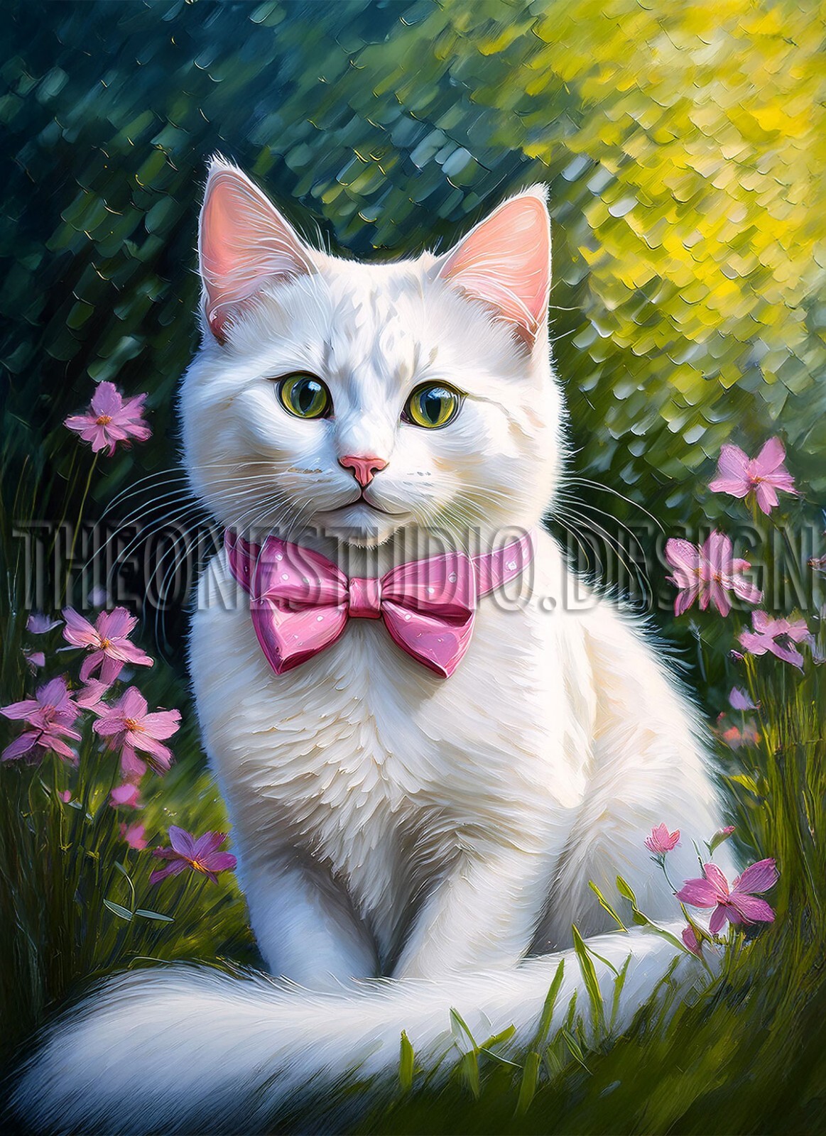 Wall Art Printable Image White Cat Acrylic Canvas Painting Wall Decor