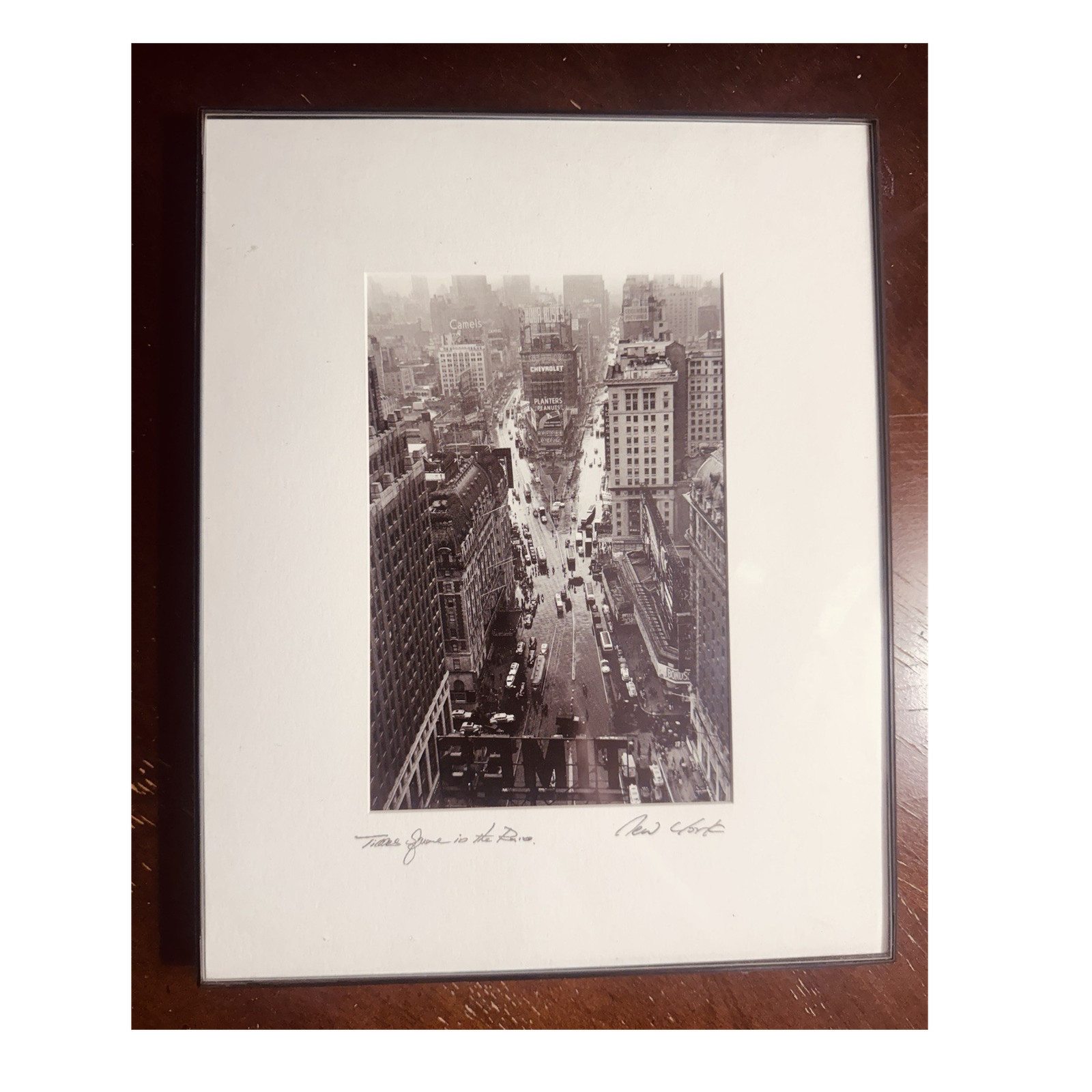 LOU STOUMEN “Times Square in the Rain, 1940” reprint framed, 8×10
