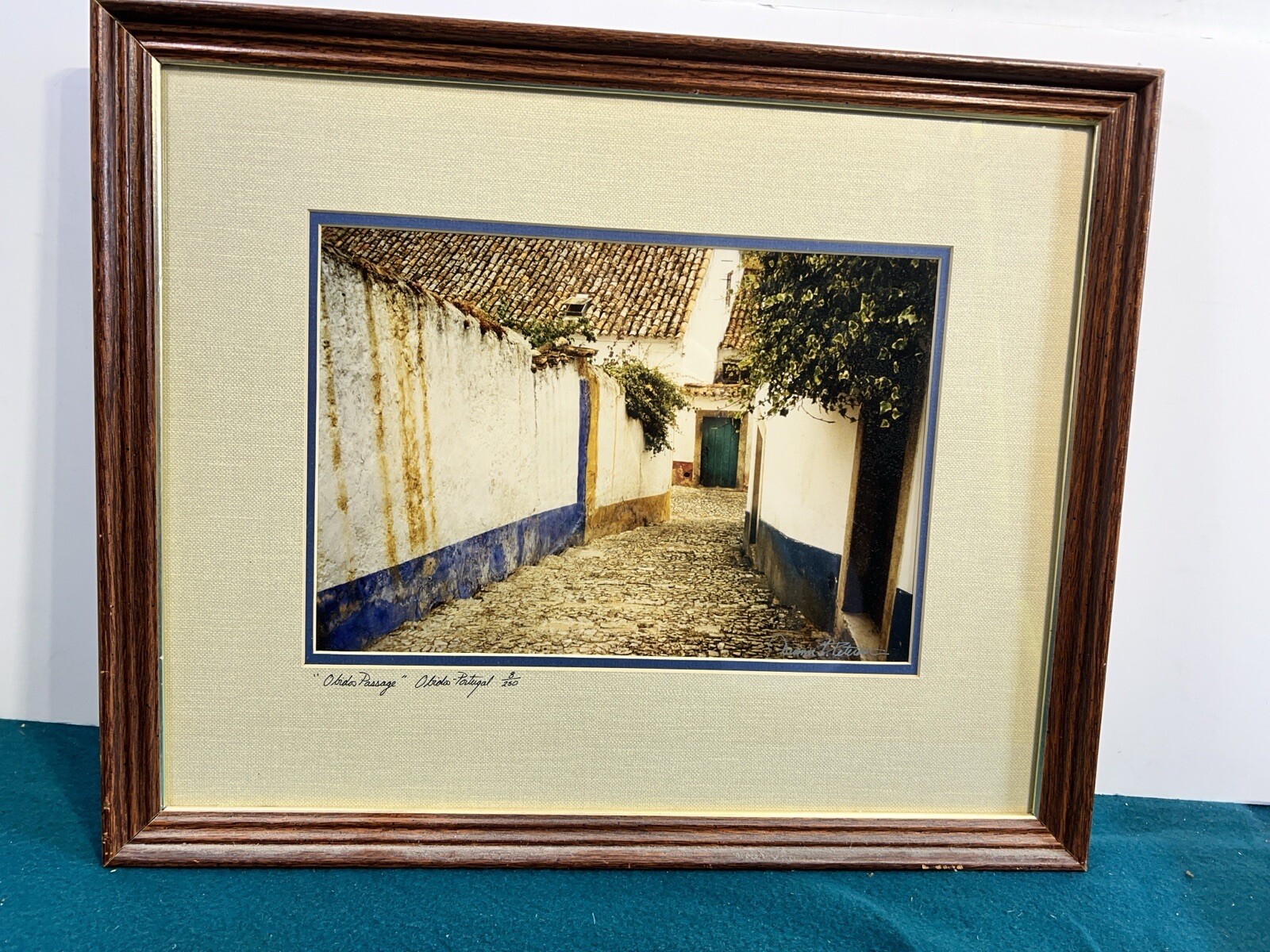 Framed Art Portugal Narrow Street OBIDOS Passage Rua Direita Photo Signed Number