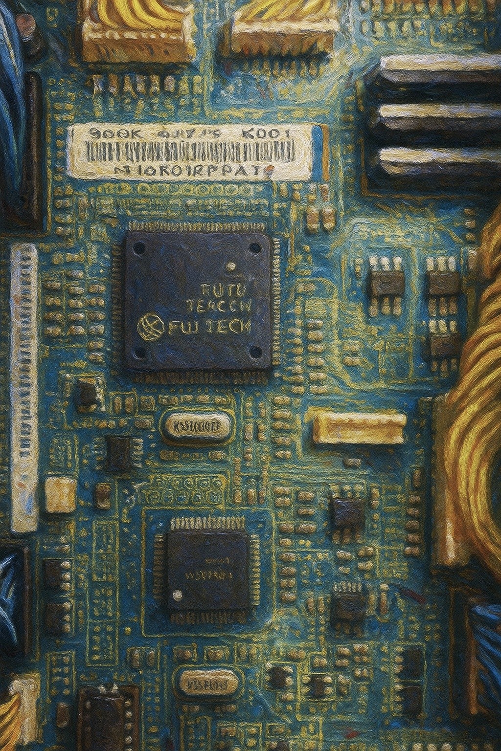 Circuit Board Oil Style Metallic Metal Sheet Print Photography Photomanipulation