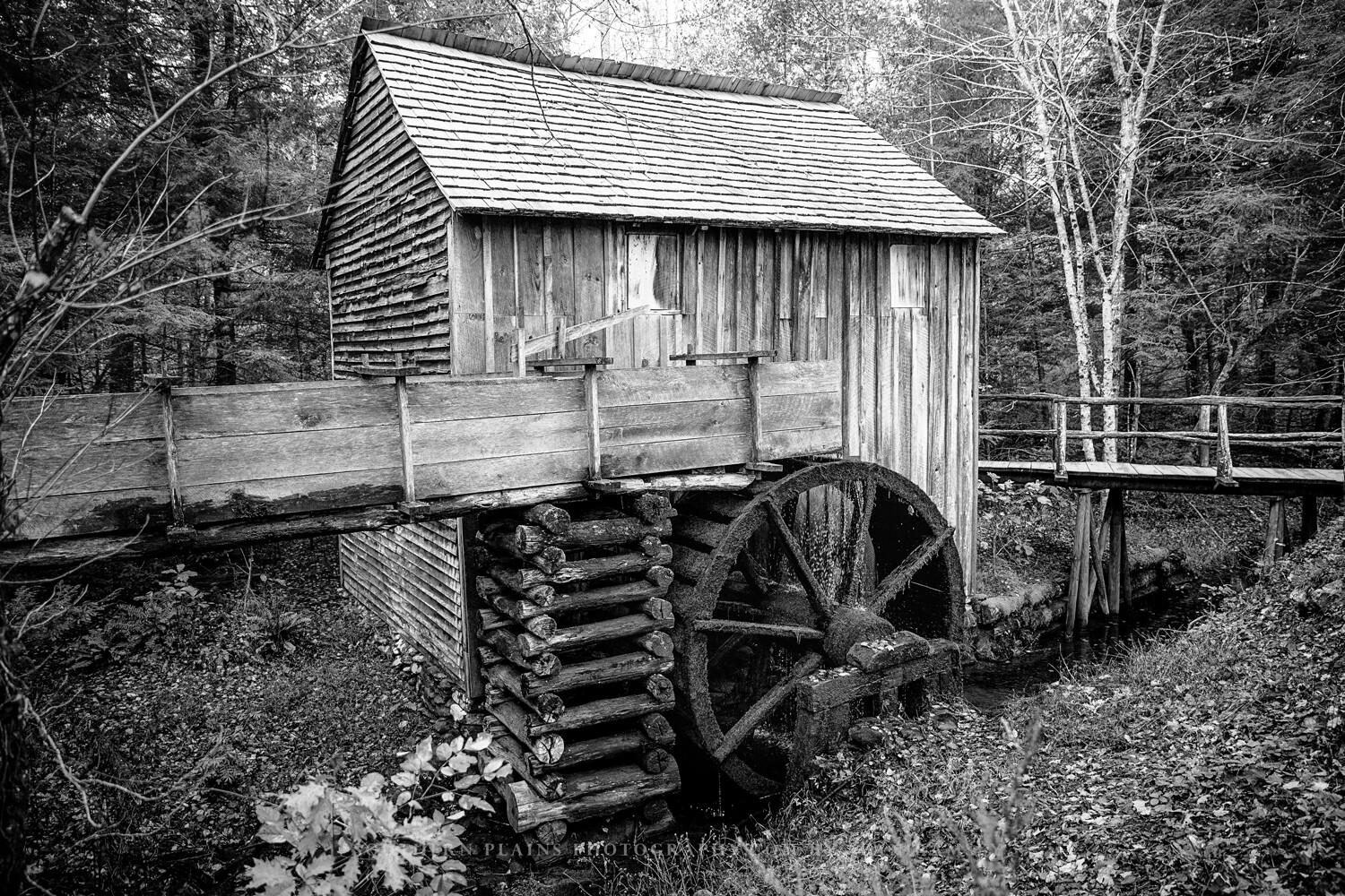 Black and White Wall Decor Art Print of Old Saw Mill in Great Smoky Mountains
