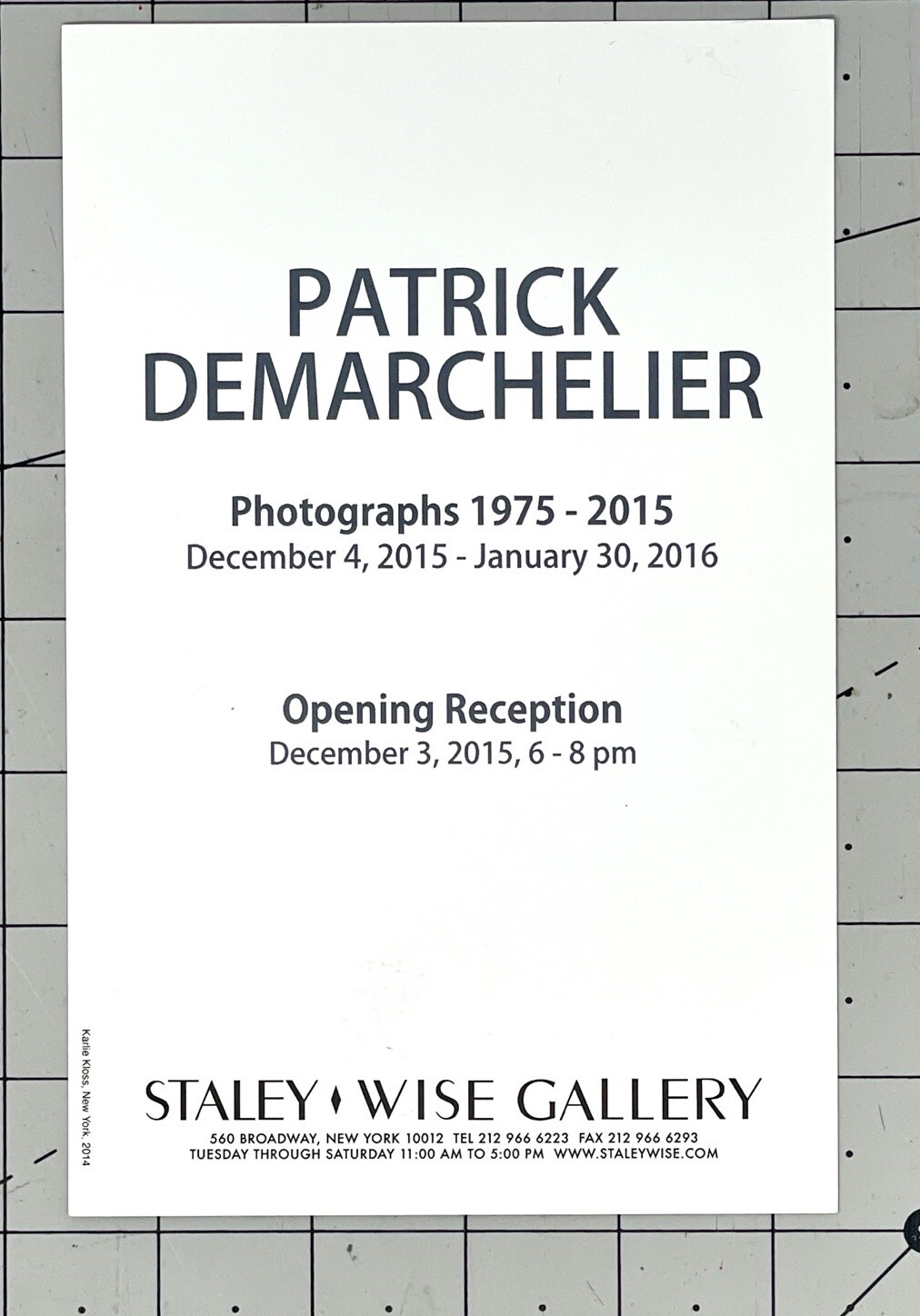 PATRICK DEMARCHELIER (1943-2022) Art Announcement Card 2015