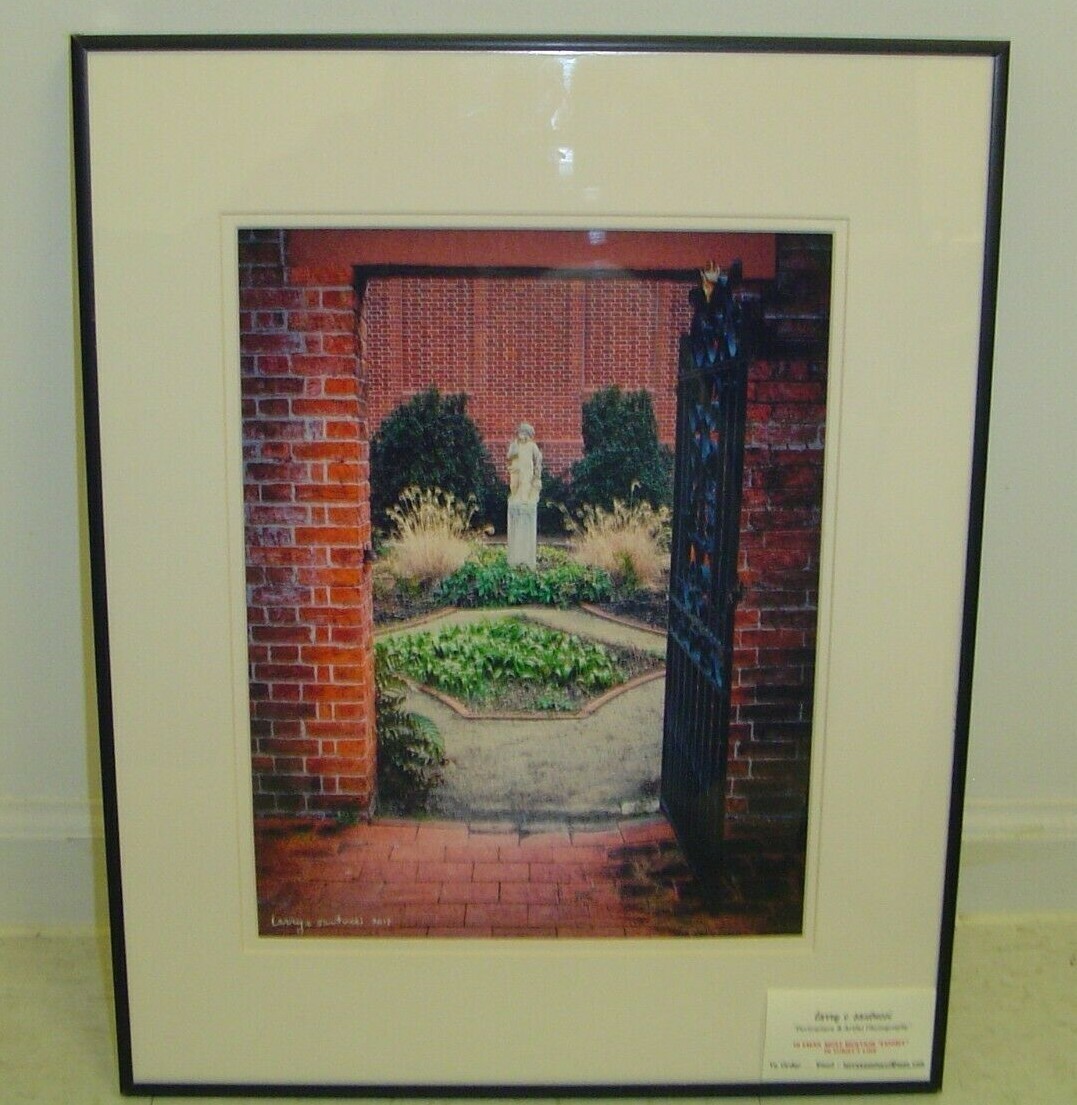ART Photography Brick Exhibit with statues & plants- L. Santucci Frames 16x20in