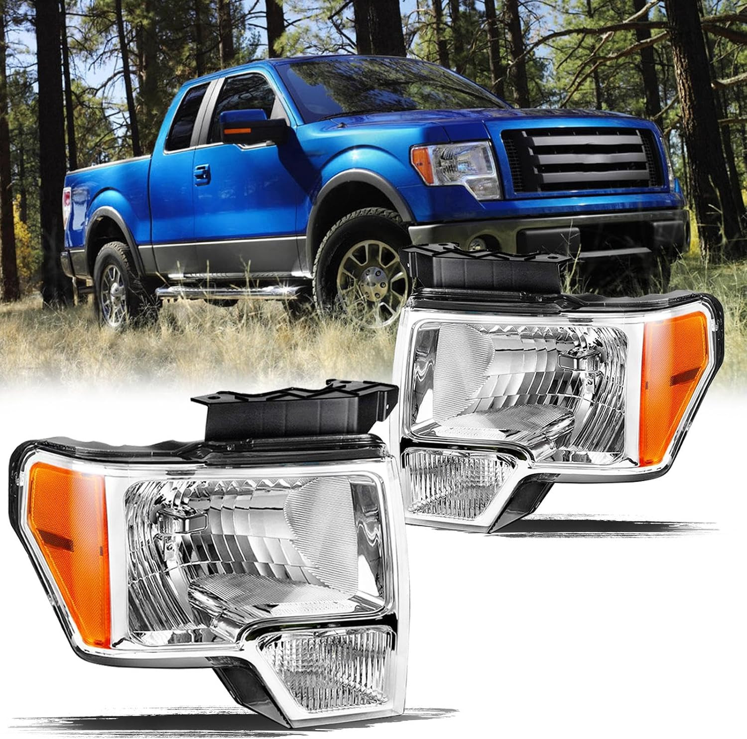 Halogen Headlights Assembly for 2009-14 Ford F150 | Adventure-Ready Weather Seal