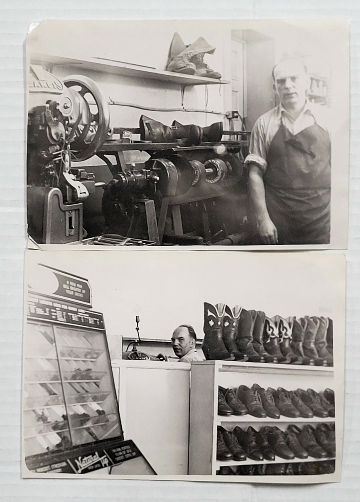 Vintage B&W Photos Shoemaker Cordwainer Cobbler Shoe Shop Lot Of 8