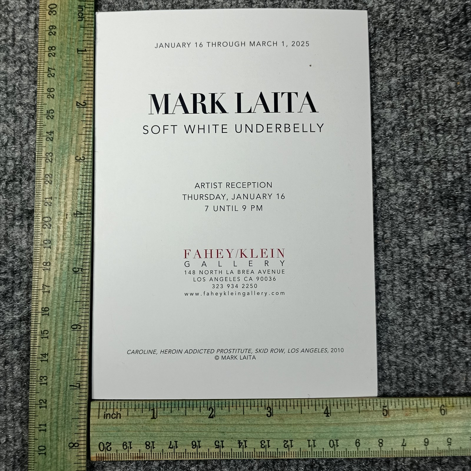 Mark Laita Soft White Underbelly Flyer 2025 Fahey Klein Gallery Los Angeles