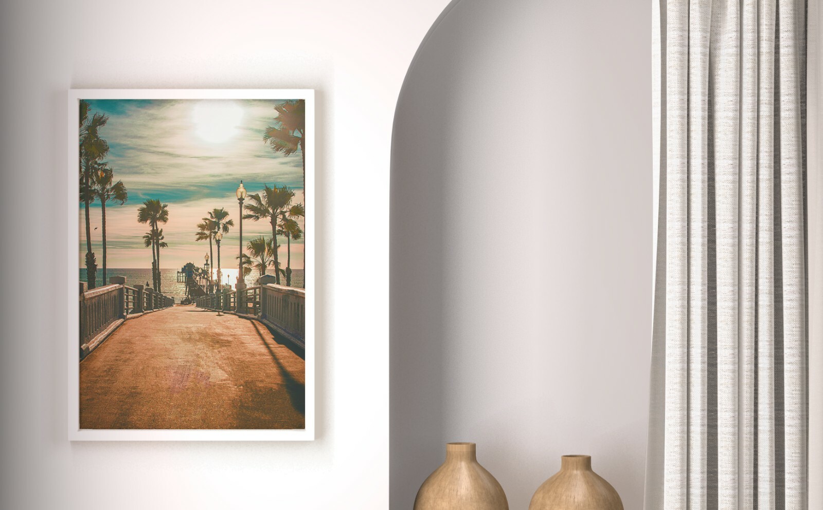 Oceanside California Beach Pier Print, Sunny Beach, Summer Wall Art 12×18